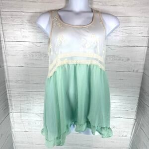 Orange Creek Large women turquoise babydoll Y2K crochet lace cottage coquette